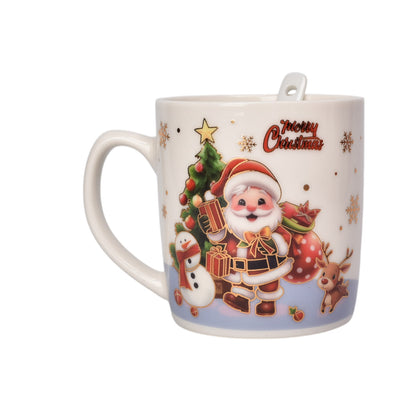 SET POCILLO NAVIDAD CON CUCHARA CERAMICA 210ML DIM7X7X8
