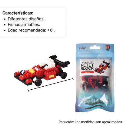 FICHAS PEQUEÑAS DE ARMAR CARRO PARA NIÑOS PLASTICO DIM:7X4X2
