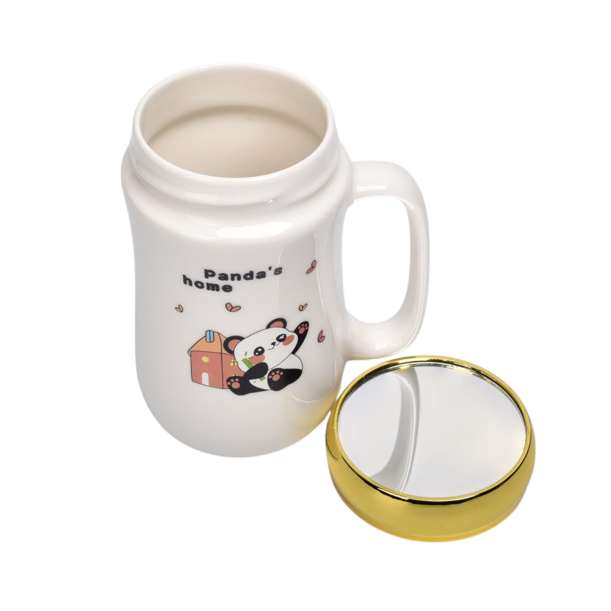 pocillo ceramica diseño oso con tapa 450ml dim:7x14