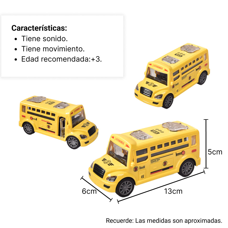 juguete bus escolar con movimiento y sonido dim:13*5