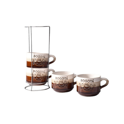 SET 4PCS POCILLOS CON BASE CERAMICA MEDIANO