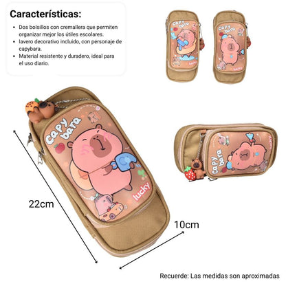 CARTUCHERA CAPYBARA CON LLAVERO POLIESTER DIM:21X10X5