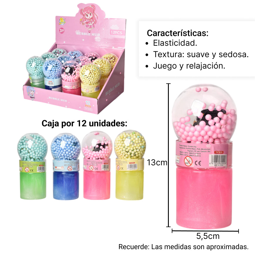 slime pepitas con muñeco gel moldeable plastico varios color