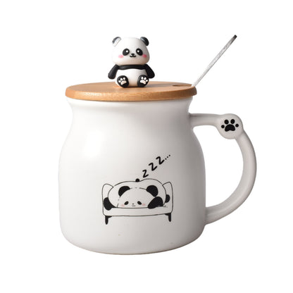 MUG POCILLO CERAMICA CON TAPA MADERA Y CUCHARA