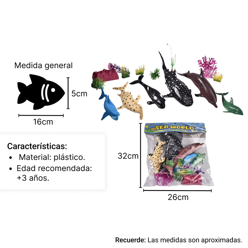 set animales acuaticos juguete didactico colección niños
