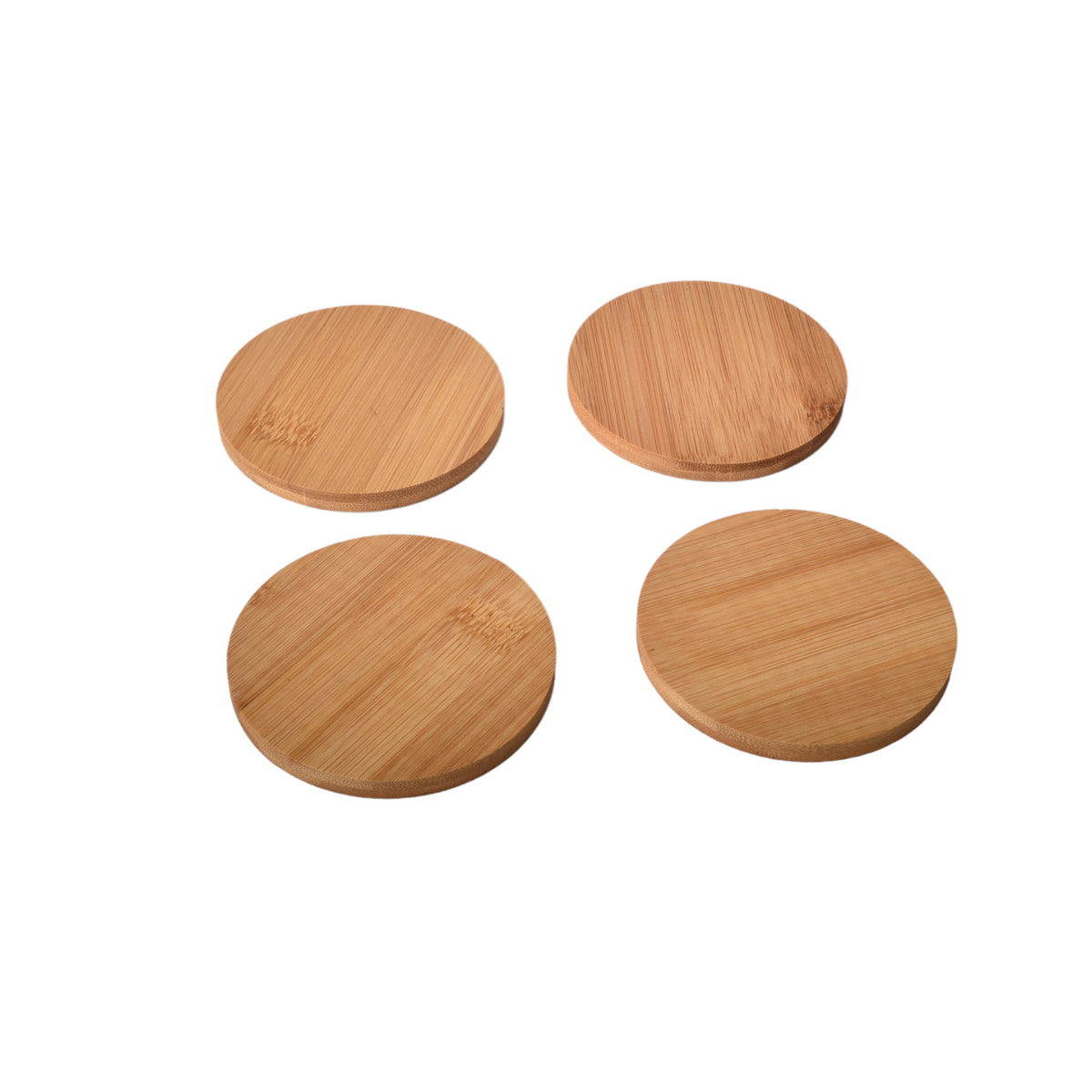 set 4 unidades portavasos redondos en bambu de color madera