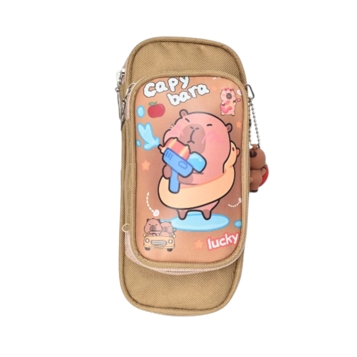 cartuchera capybara con llavero poliester dim:21x10x5