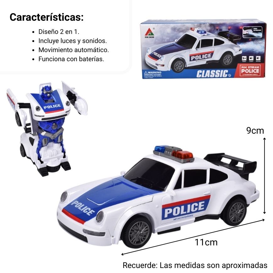 juguete carro transformable plastico dim:24x9x11