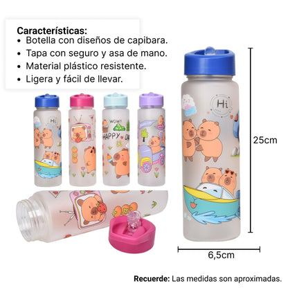 BOTELLA DE AGUA 800ML CAPYBARA PLASTICA DIM:7X7X23