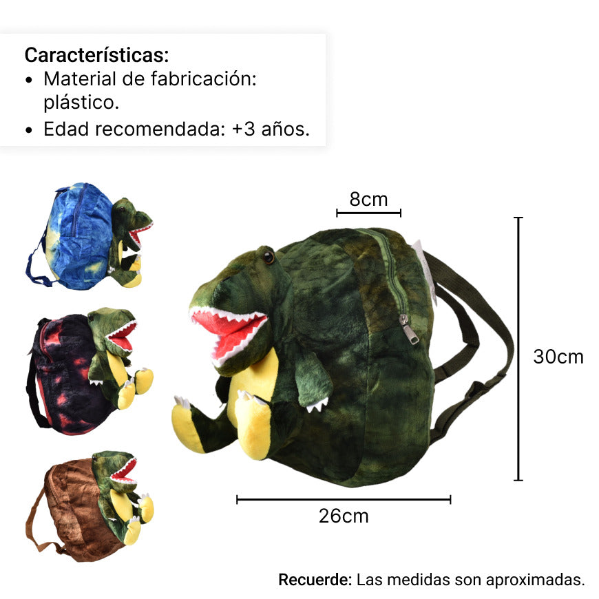 maleta en peluche dinosaurio niño
