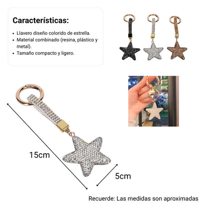 LLAVERO RESINA PLASTICO Y METAL ESTRELLA DIM:5X1X15