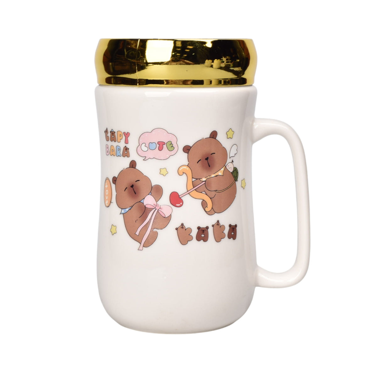 mug pocillo ceramica tapa espejo capybara 380ml