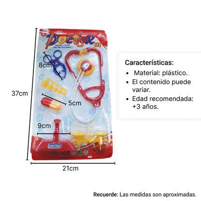 SET DOCTOR KIT JUGUETE MEDICO PARA NIÑOS DIM:37X21X4CM