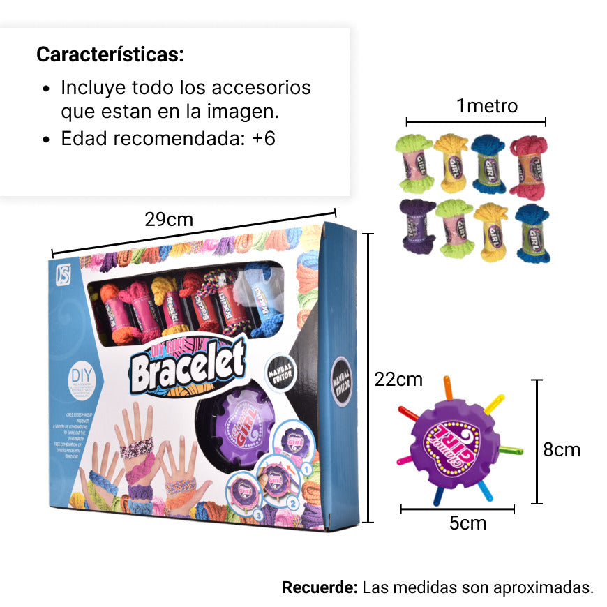 kit para hacer pulseras manillas juguete niñas dim: 22x28x5