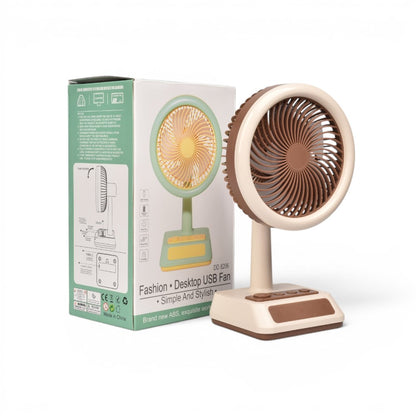 VENTILADOR RECARGABLE PLASTICO CON CABLE USB  DIM:21X8X12CM