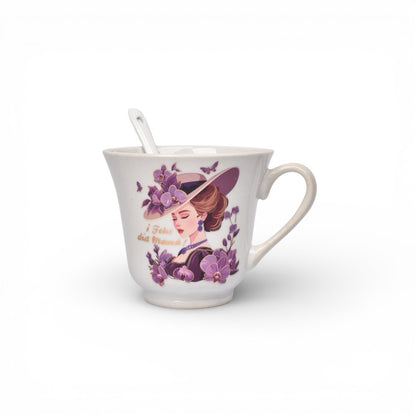 POCILLO SET CERAMICA  CON CUCHARA 250ML DIM:8X9X9