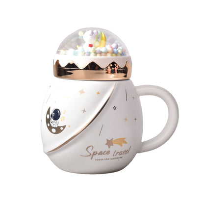MUG POCILLO EN CERAMICA ASTRONAUTA GRANDE ANCHO CON TAPA