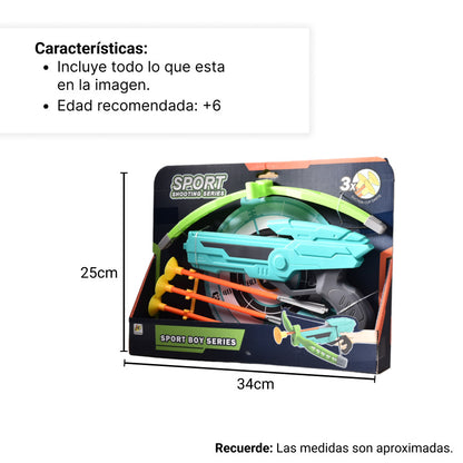 PISTOLA SET ARCO Y FLECHAS INFANTIL  TIRO AL BLANCO(881-23B)
