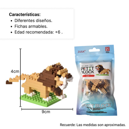 FICHAS PEQUEÑAS DE ARMAR LEON PARA NIÑOS PLASTICO DIM:9X4X4
