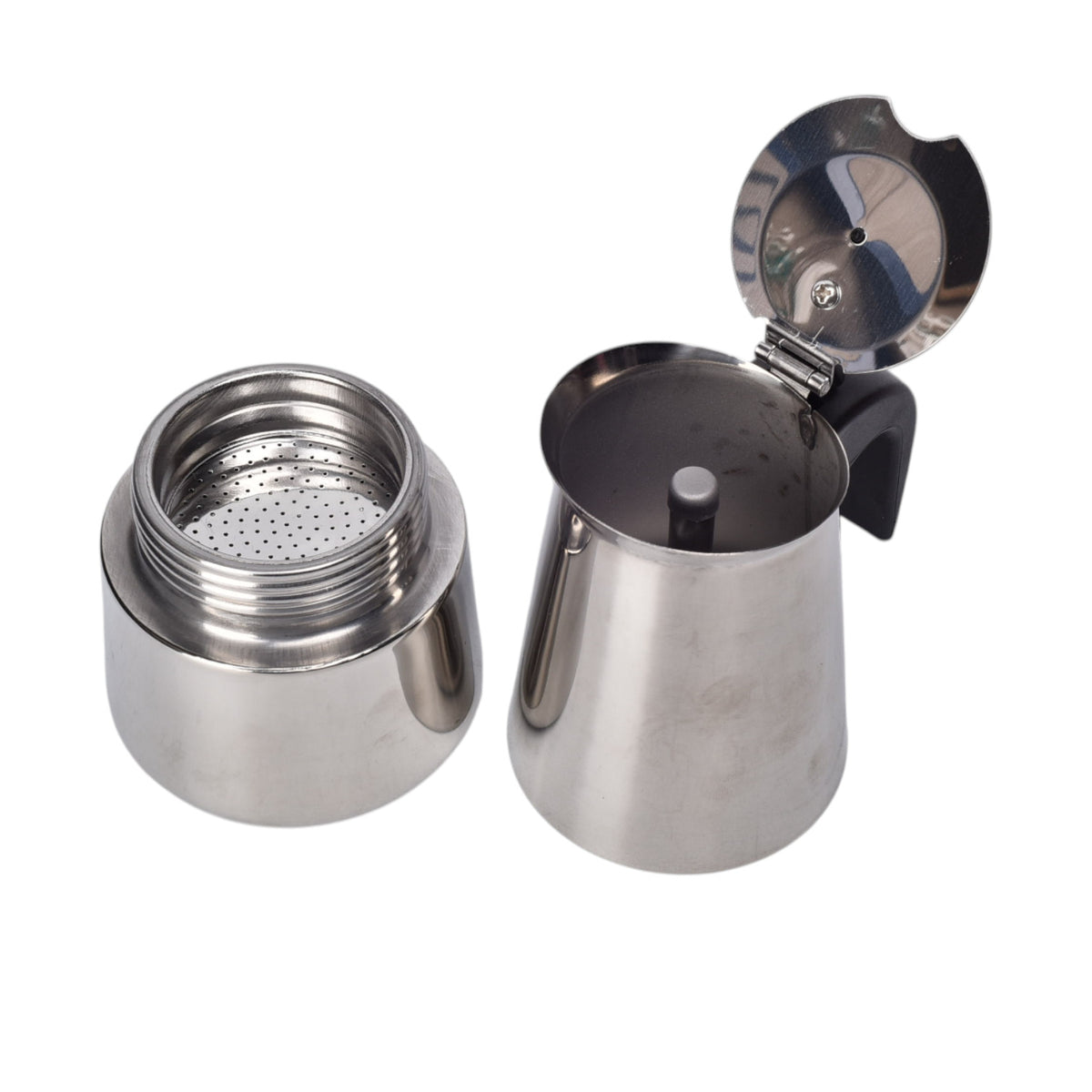 cafetera acero plateado