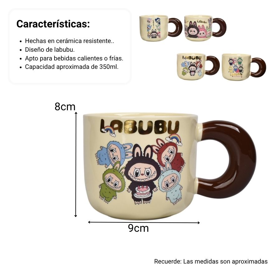 mug pocillo ceramica labubu personaje 350ml dim:8x9x9