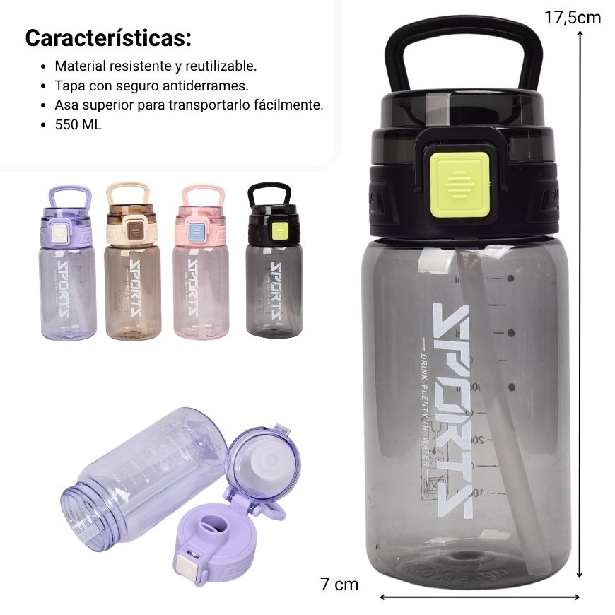 botella de agua 550ml plastico
