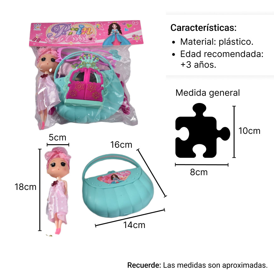 juguete bolso set de maquillaje para niña dim:24x5x26cm