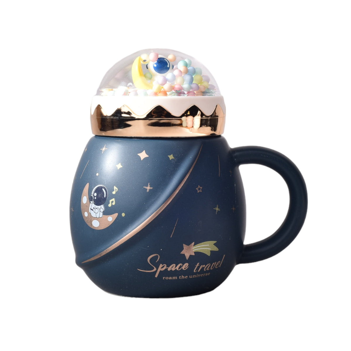 mug pocillo en ceramica astronauta grande ancho con tapa