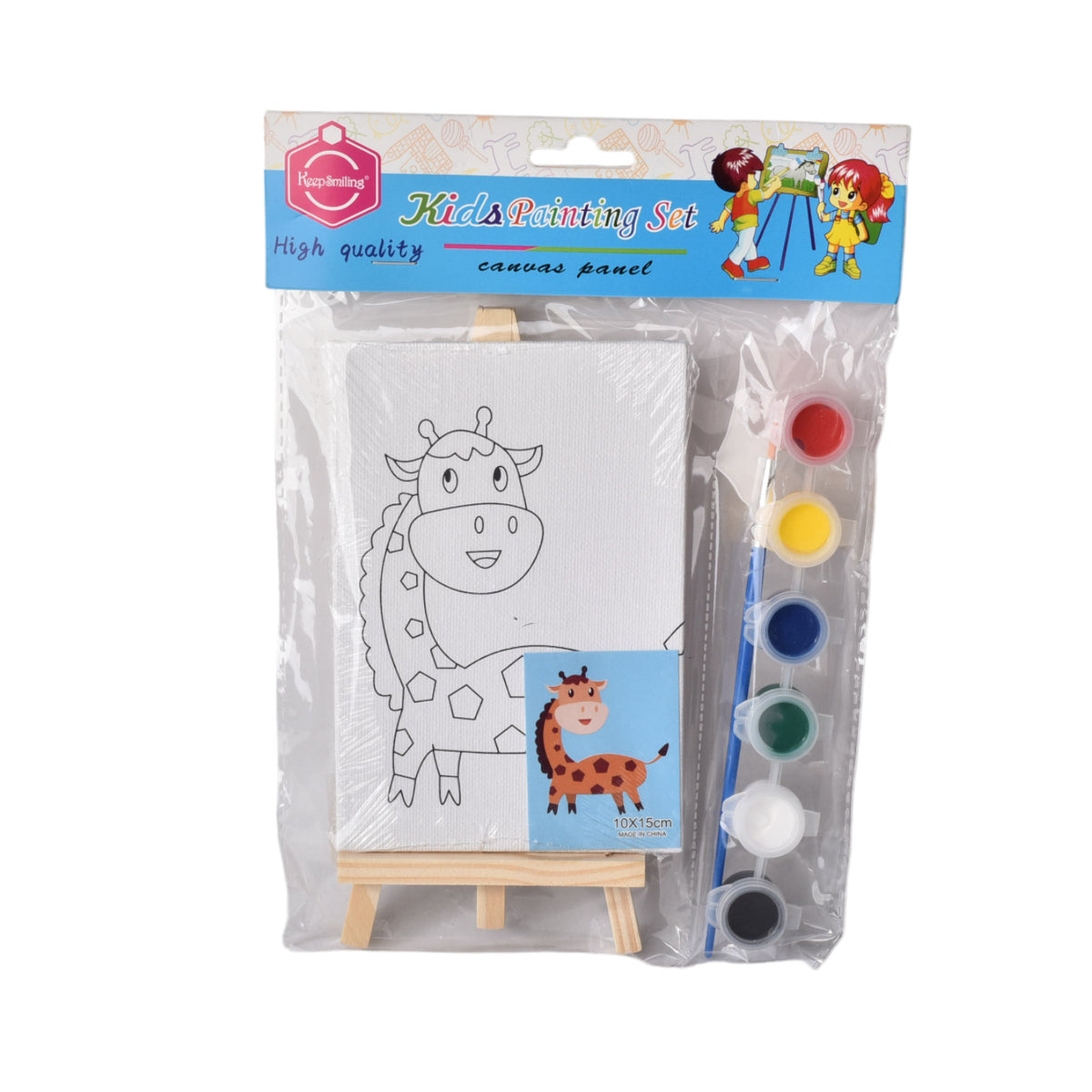 set lienzo con soporte animales madera+fibra con temperas