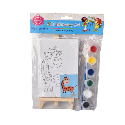 SET LIENZO CON SOPORTE ANIMALES MADERA+FIBRA CON TEMPERAS