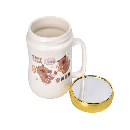MUG POCILLO CERAMICA TAPA ESPEJO CAPYBARA 380ML
