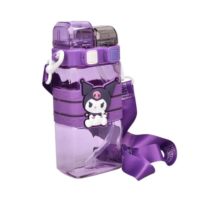 BOTELLA DE AGUA 520ML PERSONAJE PLASTICO MORADO DIM:19X8