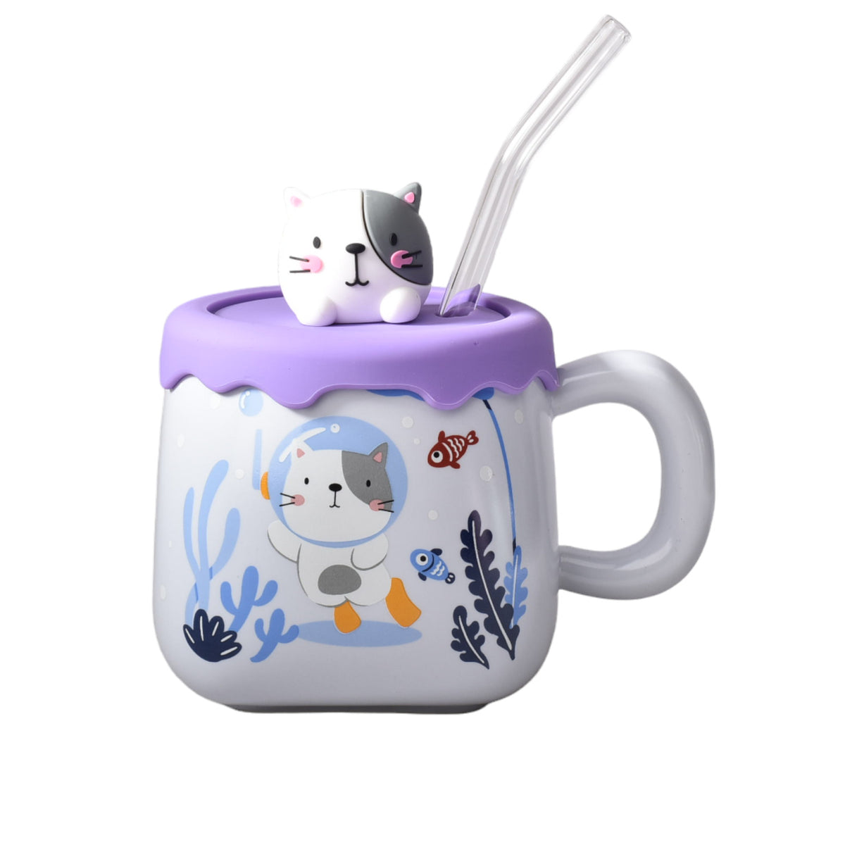 mug pocillo ceramica diseños de osos con pitillo y tapa