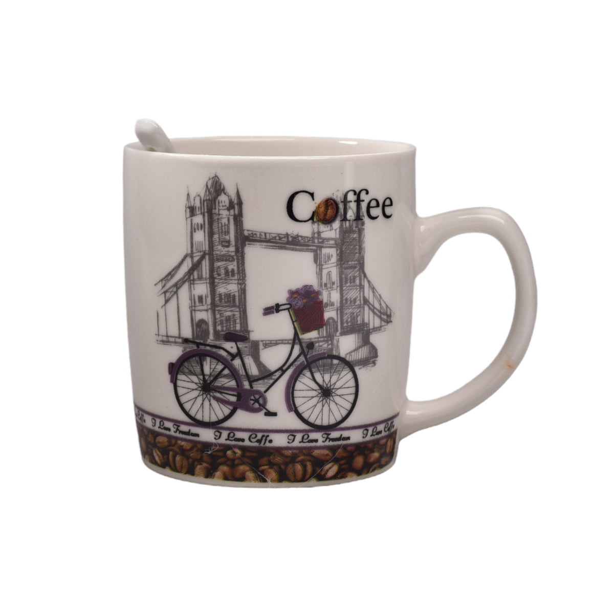 pocillo ceramica con cuchara dim: 14x14x7