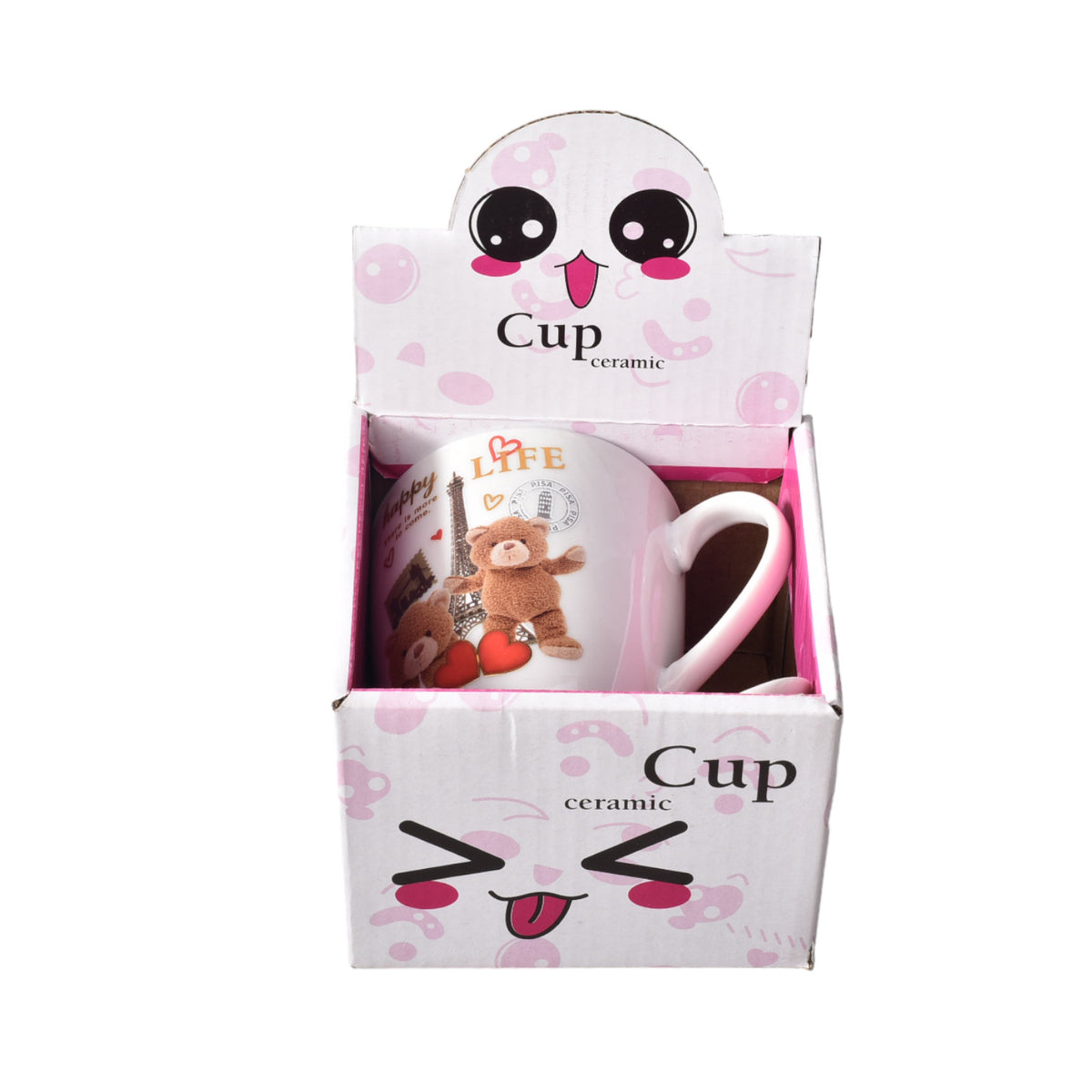 pocillo mug con cuchara en ceramica diseño de osos