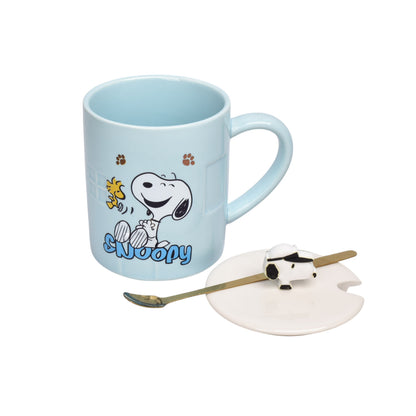 MUG POCILLO CERAMICA PERSONAJE CON TAPA Y CUCHARA 380ML DIM:10X8