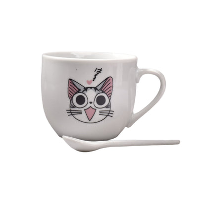 POCILLO GATO CERAMICA CON CUCHARA DIM: 7x7x6