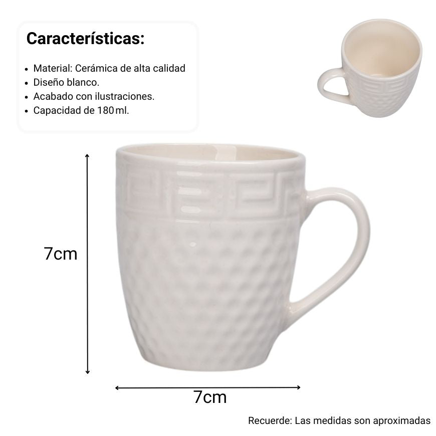 mug pocillo ceramica blanco 180ml dim:7x7cm