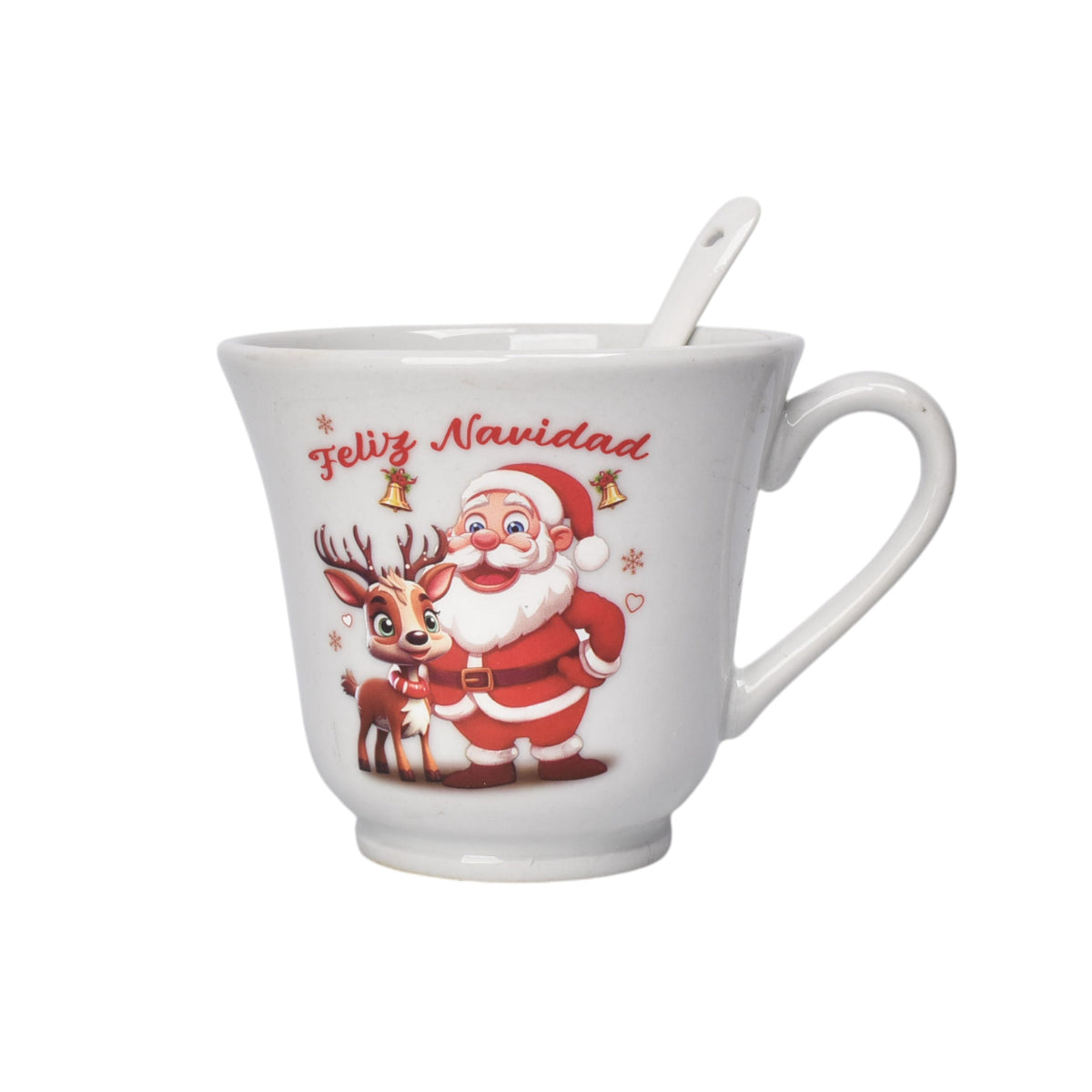 mug pocillo en ceramica con cuchara navidad 250ml dim:9x9