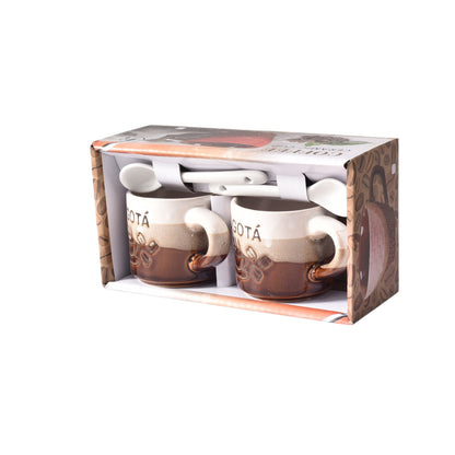 SET 2PCS POCILLOS CON CUCHARAS  CERAMICA DIM:5x5x5
