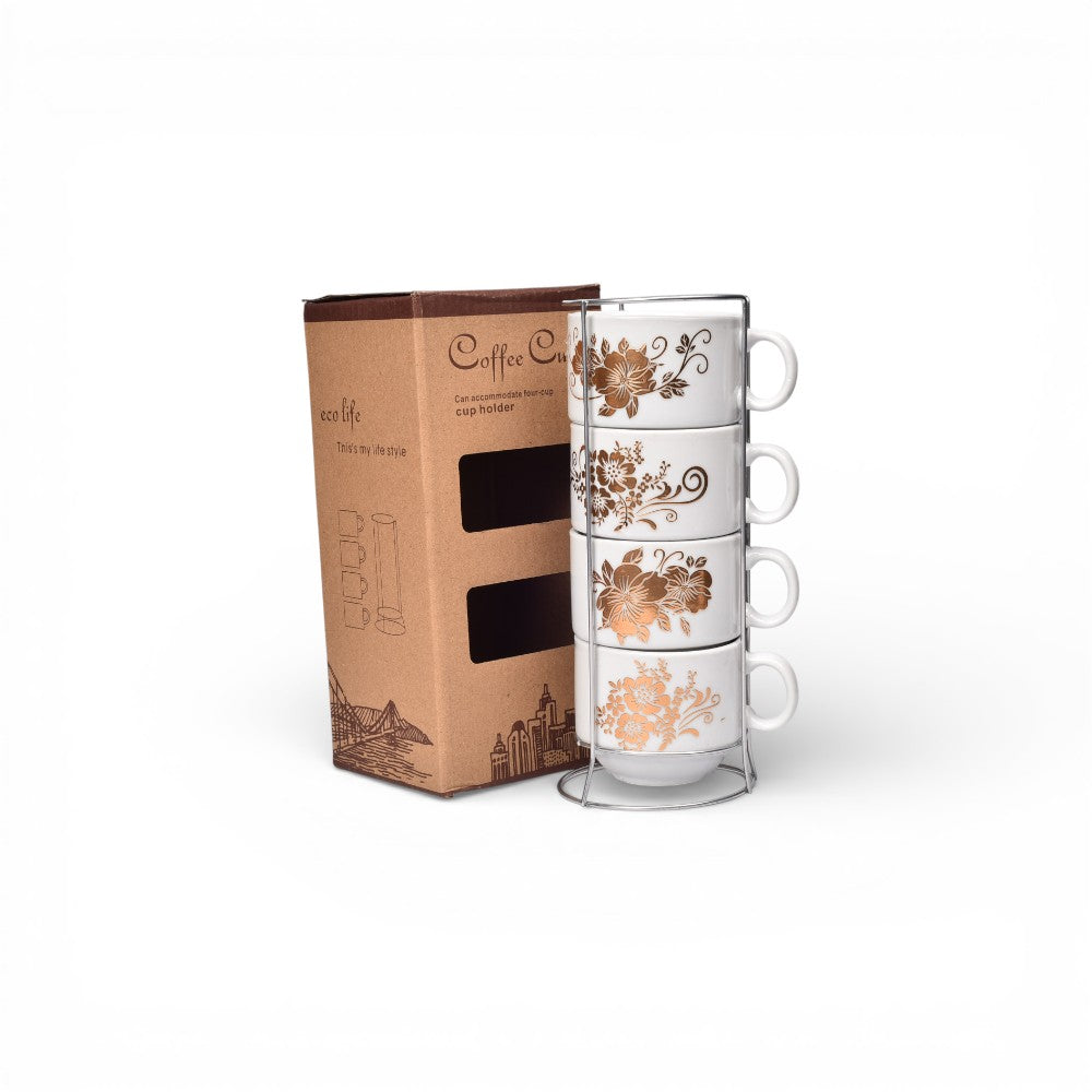 pocillo set 4pcs ceramica con base 160ml dim:7x7x6