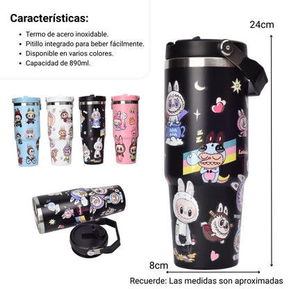 TERMO METALICO 890ML PERSONAJE DIM:8X24