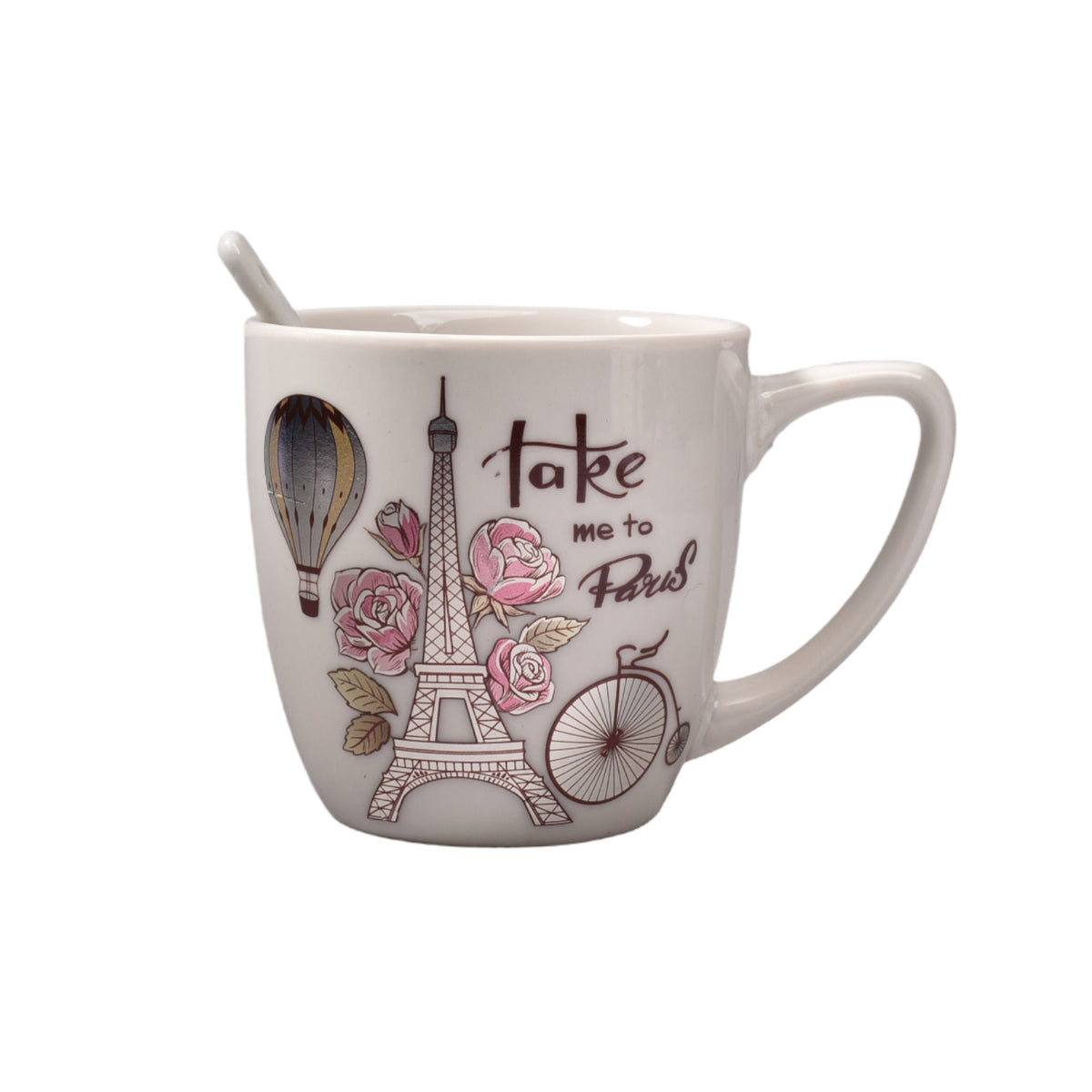 pocillo en ceramica con cuchara dim: 14x14x7