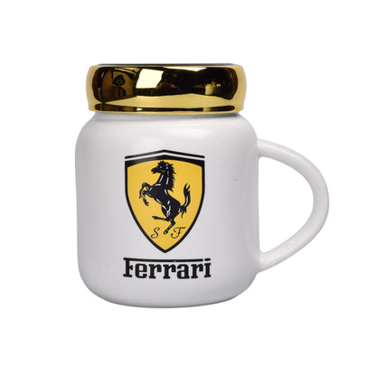 MUG POCILLO CERAMICA DIFERENTES COLORES CON TAPA ESPEJO 420ML