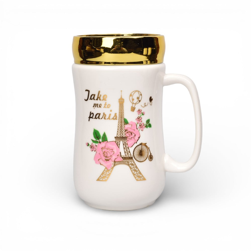 mug pocillo ceramica tapa espejo 420ml dim:7x7x14