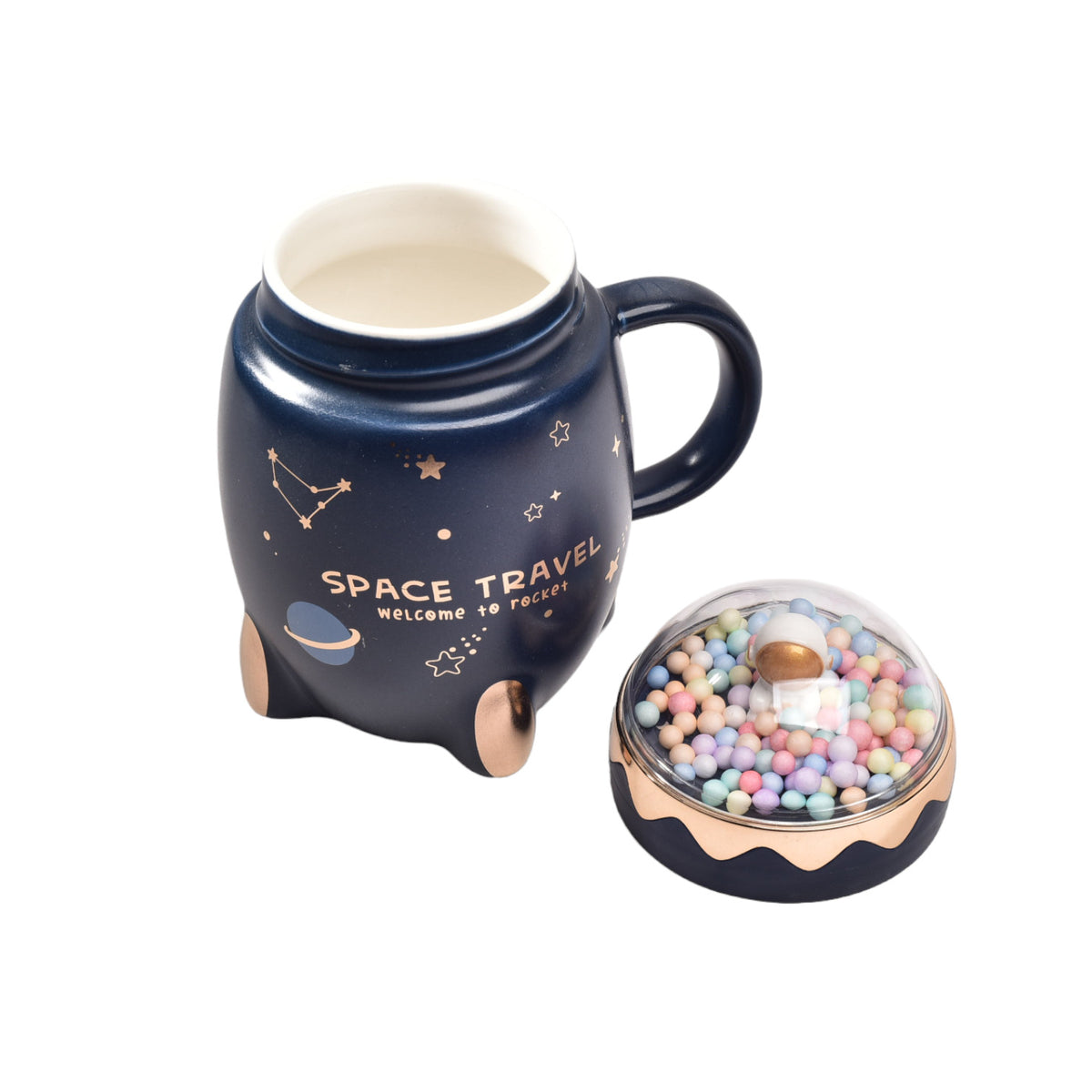 mug ceramica pocillo de espacio con tapa