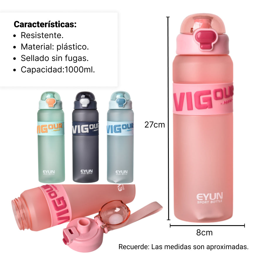 botella de agua 1000ml plastico dim:27*8*8