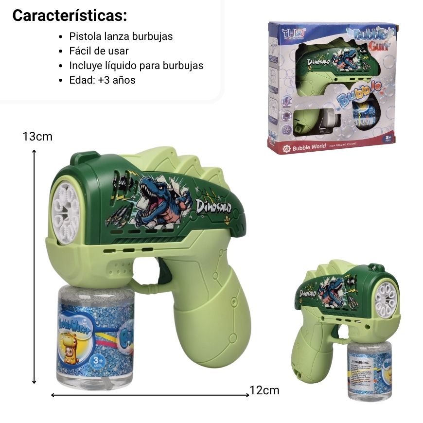 pistola de burbujas dinosaurio dim: 16.5*4.5*16.5cm