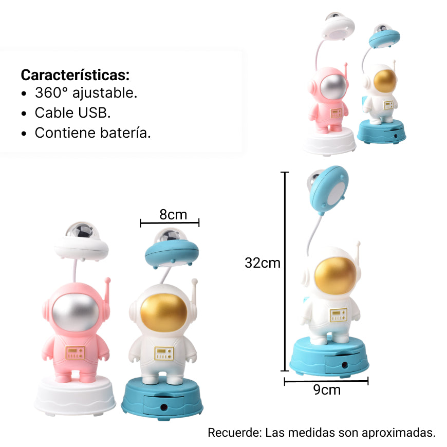lampara led recargable astronauta con usb