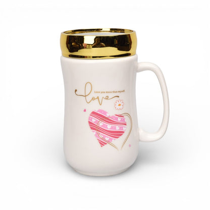 MUG POCILLO CERAMICA TAPA ESPEJO 420ML DIM:7X7X14